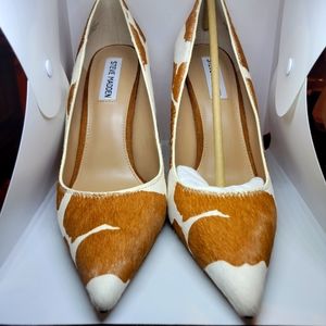 Steve Madden Vala Cow Print Leather Brown/tan Heels, Stiletto Heels Size 9